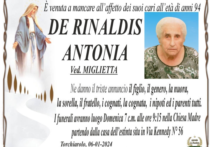 annuncio De Rinaldis   Antonia
